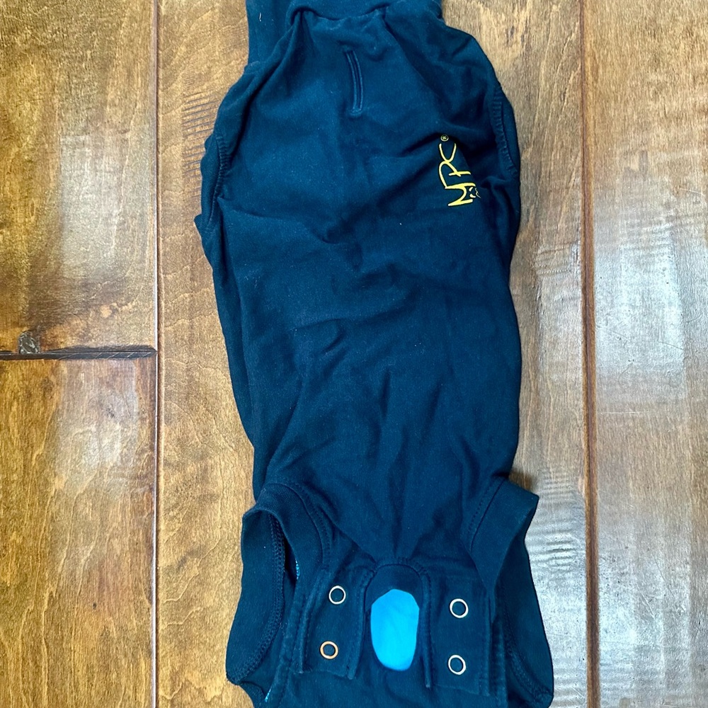 Black Dog Surgery Recovery Onsie with snap closure